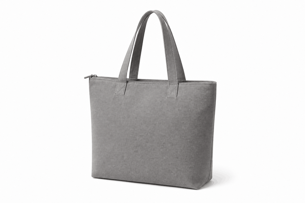 Grey Tote Bag with Zip & Lining