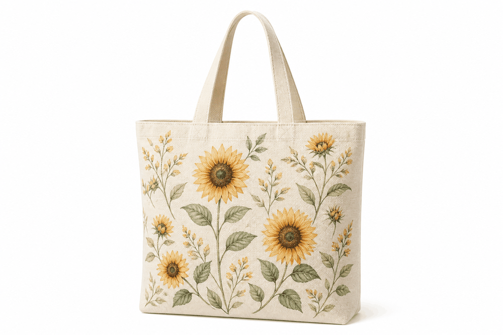 Sunflower Print Tote Bag